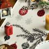 Merry Christmas Red Pine Trees Linen Table Runner Winter Xmas Holiday Party Kitchen Dining Table Decor Navidad Decorations 2025