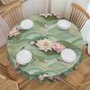 Luxury High 3D Floral Round Tablecloth 70 Inches Kitchen Dinning Table Cloth Spillproof Table Cover