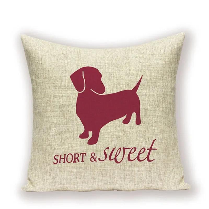 

45x45cm Cute Dachshund Animal Puppy Linen Pillow Cover Cotton Sofa Cushion Cover Home Decor Wholesale 16x16Inch