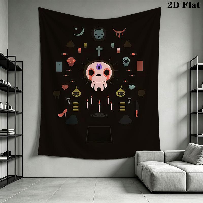 TBOI Horror Cartoon Wall Hanging Printed Fabric Blanket Decorative Tapestries for Bedroom Living Room Home Decor
