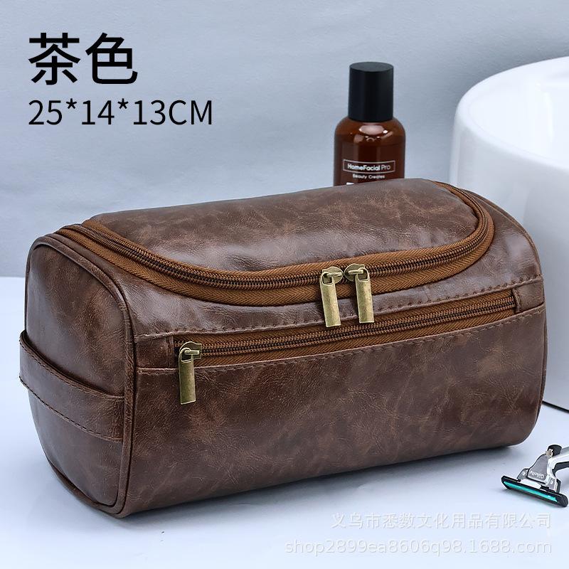 Large Capacity Men's and Women's Toiletries Bag, Portable for Outdoor Use, Waterproof PU Makeup Bag, Simple Business Travel Handbag Storage Bag