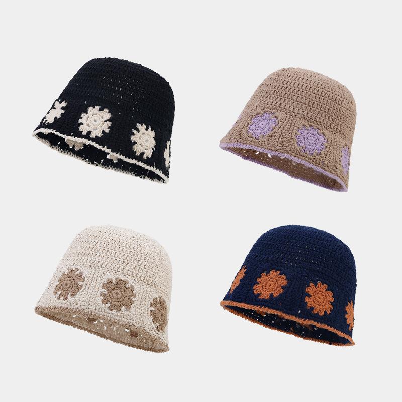 Hollow Floral Crochet Bucket Hat - Handmade Vacation Sun Hat Versatile & Artistic Design for Women Crochet Cap