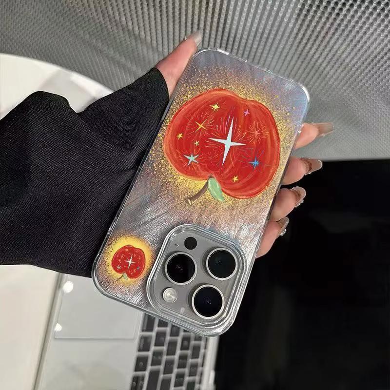 INS Colorful Star Red Apple Pattern Phone Case For Iphone 17 Air 16 16e 17e 15plus 14 13 12 11 Pro Max Y2K Shockproof Hard Cover