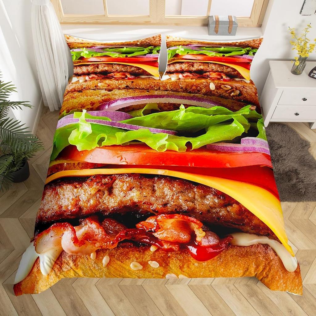 Sushi Duvet Cover Set Full QueenJapanese Food Bedding Set 3D Food Themed Bedspread Cover Realistic Food Room Decor Quilt Cover