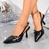 Woman Pumps Large Size Fashion Pointed Toe Shallow Buckle Strap Heels Sandals Sexy Slingbacks Leopard Stiletto High Heels Heels