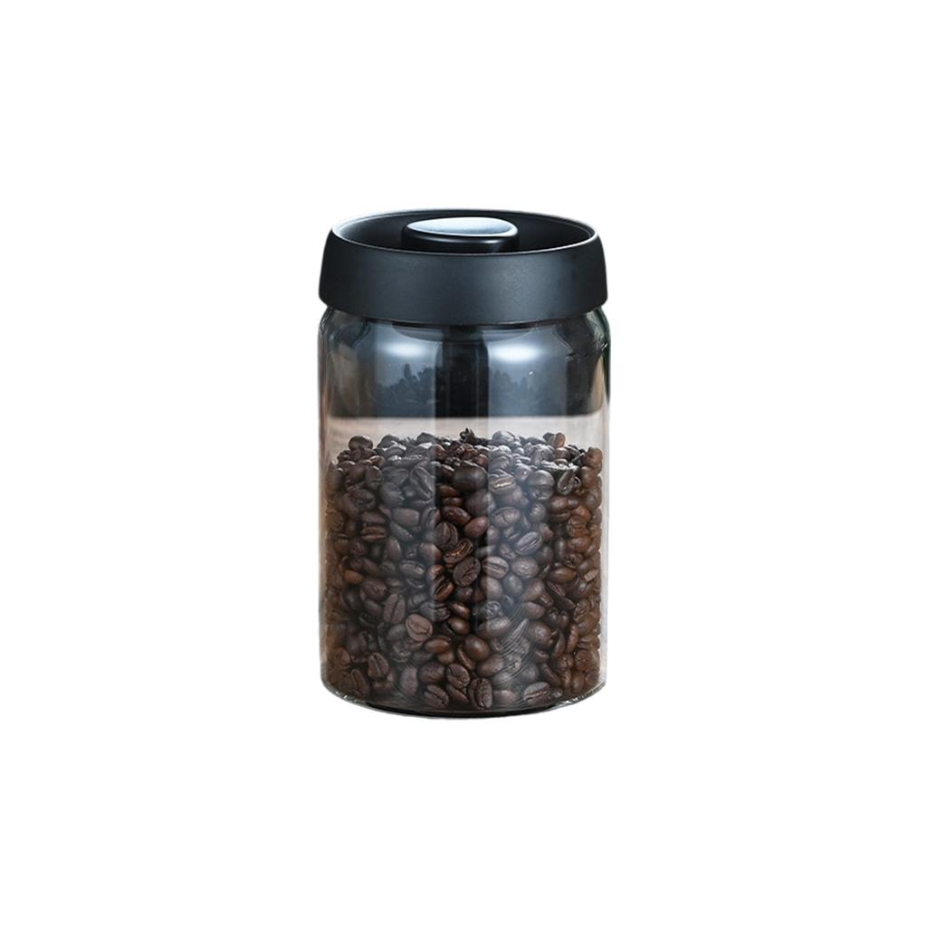 Portable Coffee Bean Container Leakproof Press Vacuum Seal Glass Jar For Travel Kitchen Storage