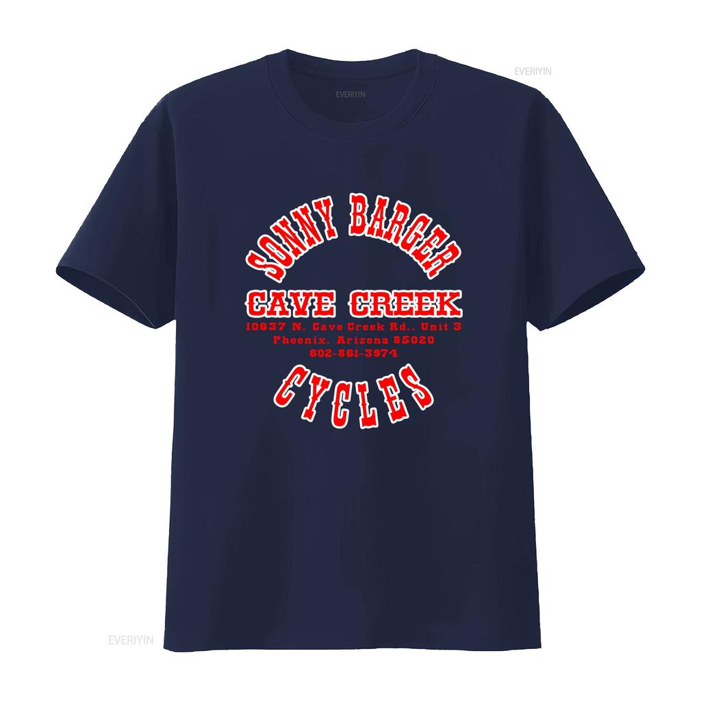 Sonny Barger Cycles Cave Creek Black Cotton T Shirt Funny Vintage Design For Men vintage Washed Stretched Slightly graphic