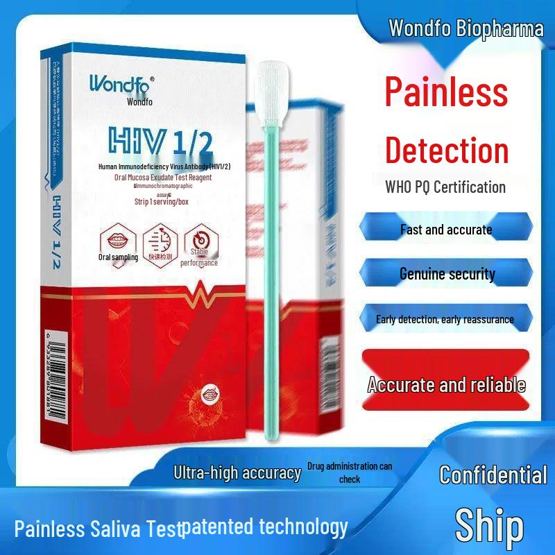 Wanfu HIV Saliva Test Kit: Painless, No Blood Collection, STD Self-Test with Swab 1 test per box + swab