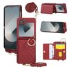 For Samsung Galaxy Z Flip7 FE 5G/Z Flip6 5G Case Kickstand Rhombus Leather+TPU Phone Cover with Shoulder Strap