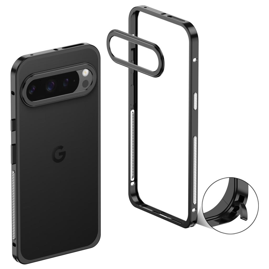 For Google Pixel 9 Pro XL Bumper Cases Metal Frame Heat Dissipation Cover with Lens Protector