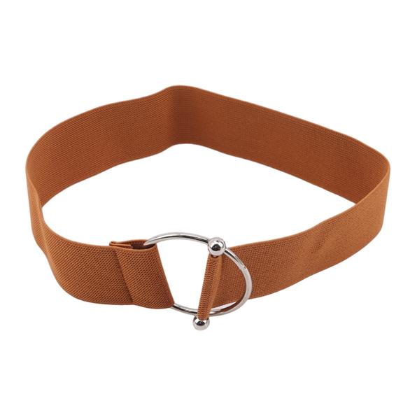 Women's Elastic Belts Round Buckle Belt Fashion Simple Waistband Clothing Decoration