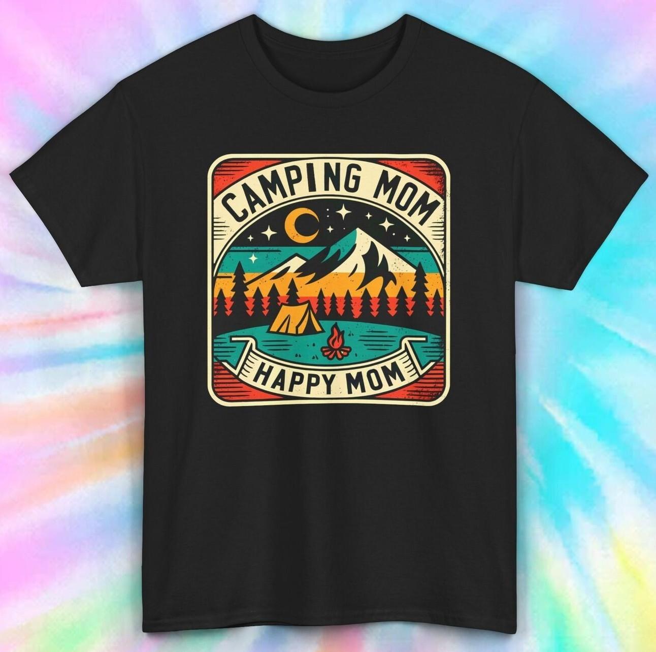 Camping Mom Happy Mom T-Shirt Mens Womens Tees Top | Outdoor Adventure Tee S-5XL L