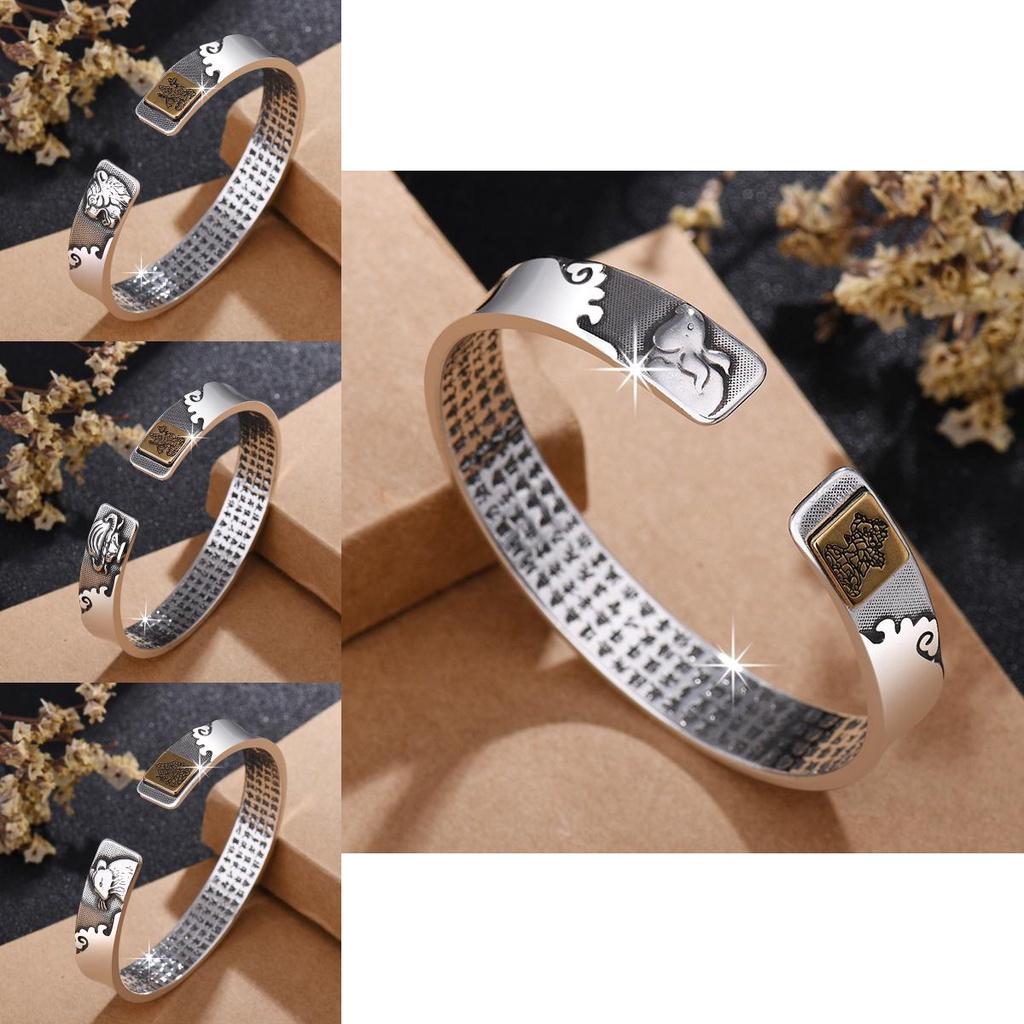 Vintage Ethnischer Stil Tierkreiszeichen Armband Für Männer Und Frauen Massives Silberbeschichtetes Kupfermaterial