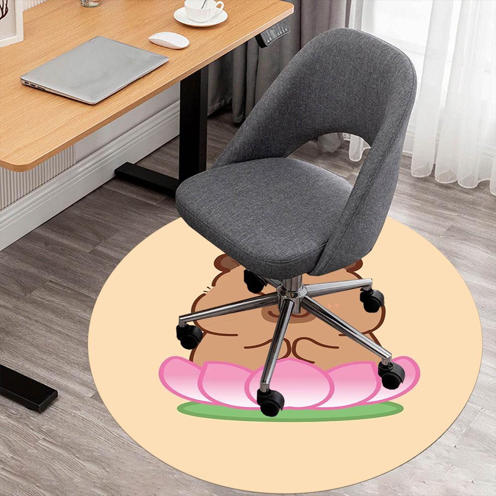 1PC Capybara Lotus Meditation Round Chair mat Area Rug - Non-Slip, Floor Mat for Office, Bedroom, home decor Christmas Gift c0528104