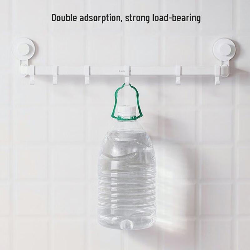 Camellia No-Punch Adhesive Bathroom Towel Bar with Hooks