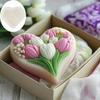 Silicone Heart Shape Molds Handmade Candle Moulds with Dried Flower and Glitters for Resin Crafts and Candle Creations