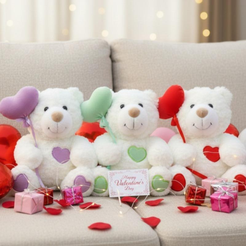 Love Heart Bear Plush Toy Stuffed Animal Cute Wedding Proposal Anniversary Valentine‘s Day Gift for Girlfriend Wife Party Decor