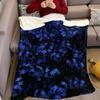 Midnight Blue Bloom Flannel Blanket Warm Soft Halloween Christmas Couch Warm Cozy Decorative Decor Gift for All Season