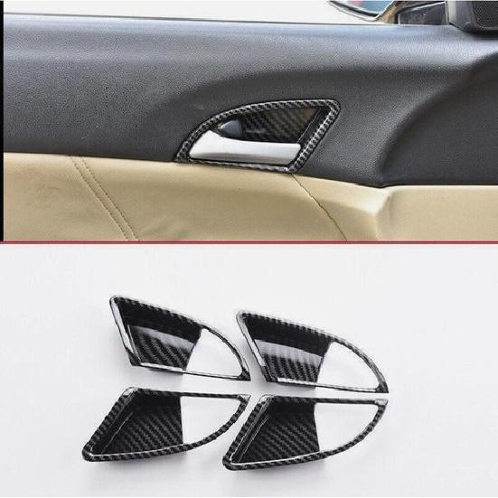 Carbon Fiber Interior Door Handle Bowl Cover Trim For Honda Accord 2008-2013 4pc