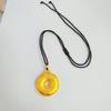 Vietnamese Ethnic Sand Gold Peony Pendant with Braided Rope Necklace