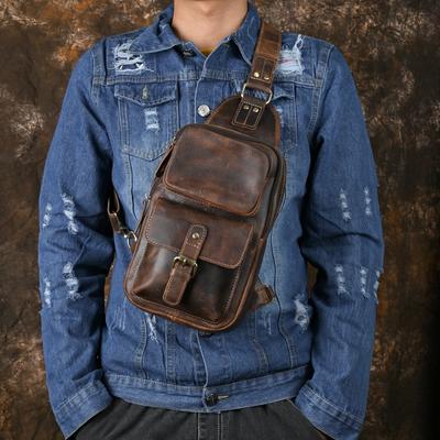 2025 Heren Crazy Horse Koeienhuid Borsttas Grote Capaciteit Retro Veelzijdige Schouder Messenger Tas Duurzame Vrijetijds Reistas voor Buiten Dagelijks Gebruik