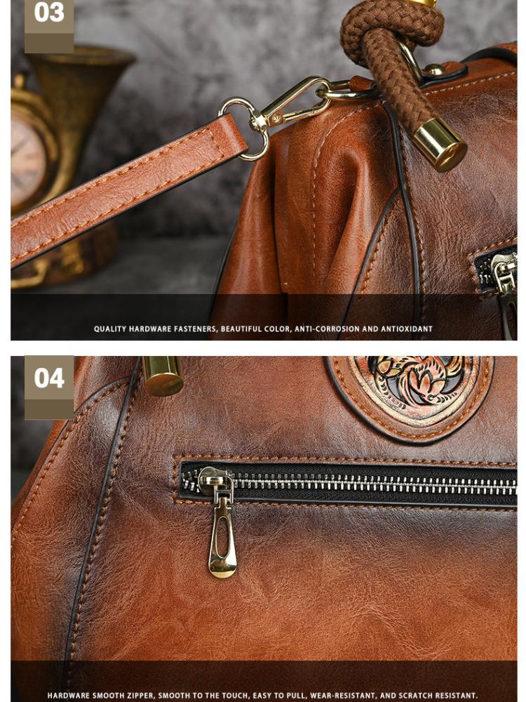 Johnature Luxury Handbag Vintage Handmade Leather Carved Women Bag Versatile Female Shoulder & Crossbody Bags