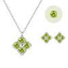 Necklace and Earrings for August Silver Hypoallergenic Peridot Popular Birthday Gift for Women [FH.bird] Women, Birthstone, Clover, "Lucky Charm" 925,