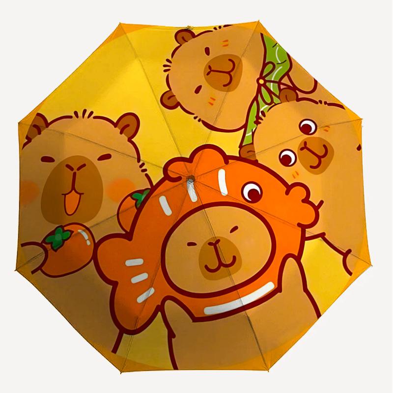 1P Capibala Umbrella-8-Rib Reinforced, Automatic Open, Lightweight & Durable, Cute Fashion Accessory for Outdoor-Q203