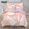Modern Pink Geometric Bedding Set Soft Microfiber Black Marble Triangles Print Duvet Cover King With Pillowcases Bedroom Decor
