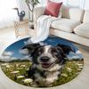 Happy Border Collie Round Area Rug,Carpet Rug for Living Room Bedroom Sofa Playroom Decor,Non-slip Floor Mat