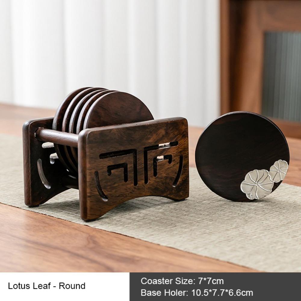 High-End Black Sandalwood Coaster Heat Insulation Heat Resistant Cup Mat Tea Ceremony Accessories Tea Tray Dining Table