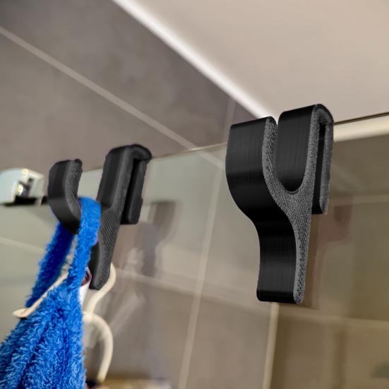 Bathroom Hook Wall Mount Rack Easy Installation Space-Saving Design Decorative Hook Stand Multi-Purpose Organizer for 8mm Glass