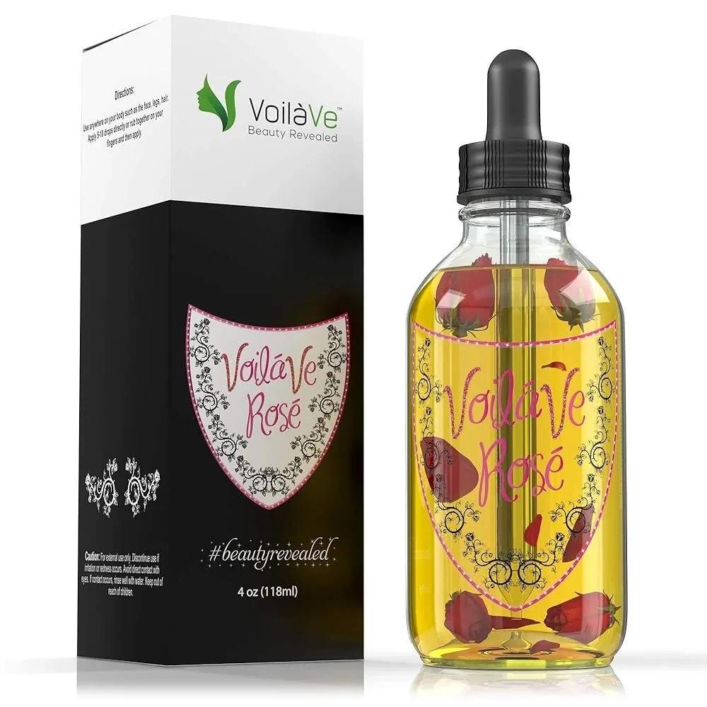 

VoilaVe Rose Multi-Purpose Oil Moisturizer for Face, Body, and Hair - E Sweet Almond Blend for Dry Skin, Scalp, and Nail Care