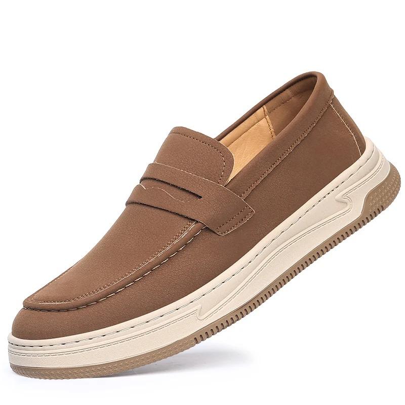 

Модные мужские повседневные лоферы на толстой подошве, удобная обувь для ленивых на мягкой подошве, классические осенне-зимние однотонные нескользящие туфли для вождения 44 жёлтый