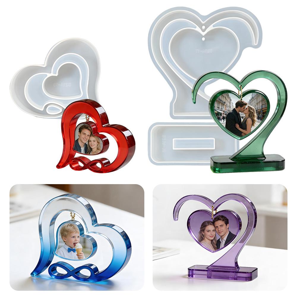 Diy Epoxy Resin Mold Multifunctional Heart-Shaped Frame Mold Love Heart Photo Frame  Picture Frame Silicone Mould