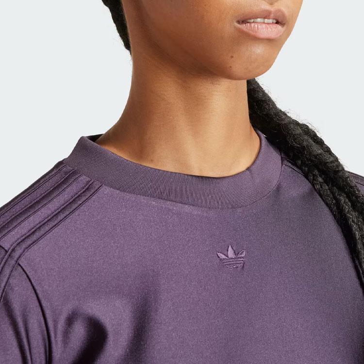 Adidas Originals Elongated Dress Solid Color Long Side Split Sports Slim Fit Long Sleeve Dress Women Dresses Purple IS4590