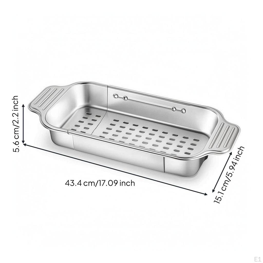 Sink Draining Basket Expandable overtheSink Colander Metal with Handles for Apartment M 304