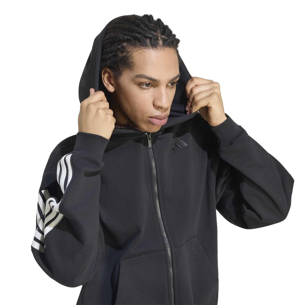 KIT Sweat Hoodie CT626 2L [Adidas] 3-Stripes Full-Zip Men's Black/Off-White (KW2367)