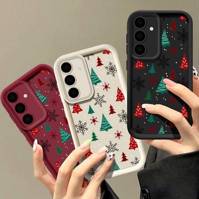 Para Samsung Galaxy S25 Edge S24 Ultra S23 S22 Plus S21 FE A16 A26 A17 A35 A36 A54 A55 A56 5G Funda Árbol de Navidad Copo de Nieve