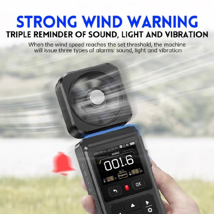 Handheld LCD Wind Meter Airflows Meter Wind Speed Gauge Meter Anemometer Measuring Wind Temperature Humidity