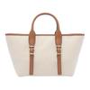 Michael Kors MK Moore Adjustable Detachable Shoulder Strap Metal Logo Cotton Tote Bag Women Tote Bags Beige 30S5G9OS1C-LUGGAGE