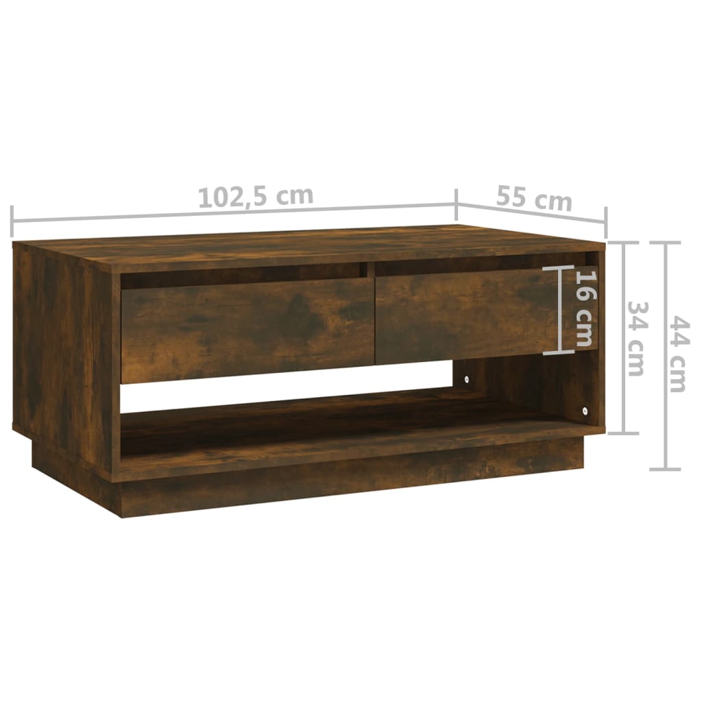 Coffee Table Smoked Oak 102.5 x 55 x 44 cm Wood Based Material