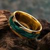 Drop Shipping With Dark Green Abalone Shell Inlay Rings Fashion 8mm Men Stainless Steel Ring for Men Women Wedding Band Jewelry
