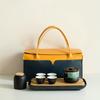 1set Ceramic Travel Tea Set Portable Teaware Set One Pot Four Cups With Tea Tray And Tea Can Wine Cup Drinkware For Restaurants Cafes Tea Houses