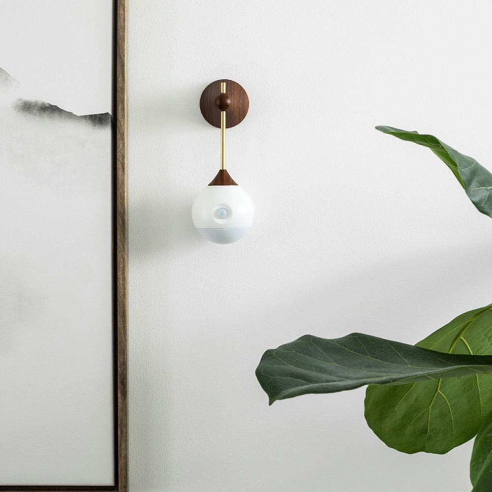 An der Wand montiertes intelligentes Körpersensor-Nachtlicht, abnehmbare Nachttischlampe, kugelförmiger, mattierter Lampenschirm, dekorative Lichter