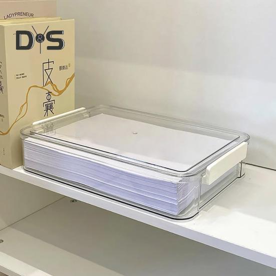 File Storage Box Plastic Snap-On Design Stackable Transparent Document Storage Box Large Capacity File Organizer