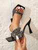 Luxury Rhinestone Decoration Slippers Women Fashion Transparent PVC Thin Heel Slide Sandals Sexy Open Toe Party Pole Dance Shoes