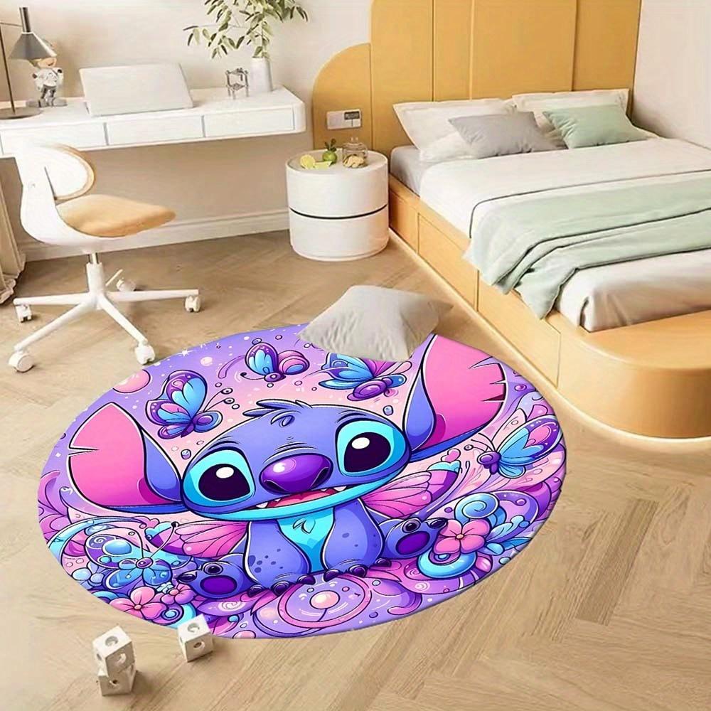 1pc Stitch Round Area Rug , Playroom Bedroom Living Room Indoor Decor Rug , Perfect for Leisure Areas , Bedside , Cloakroom , and Outdoor Sp