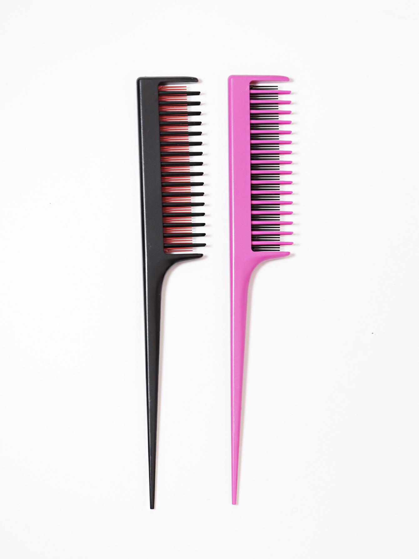 

2pcs portable dual color high gloss comb plastic anti-static tear fine pointed tail hair styling comb Special for real hair wigs