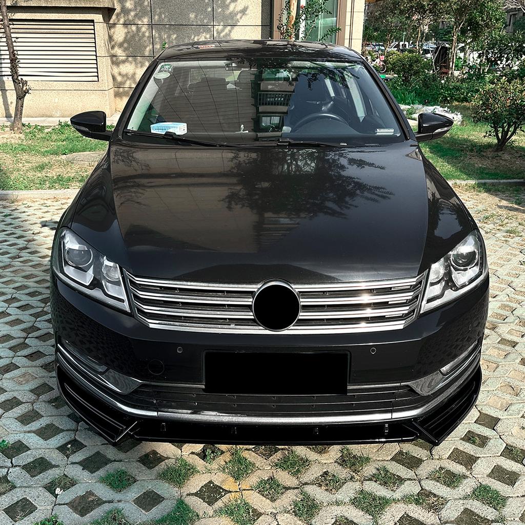 ABS Car Front Bumper Lip Spoiler For VW Passat B7 2011-2015 Standard Version Glossy Black Diffuser Splitter Body Kit